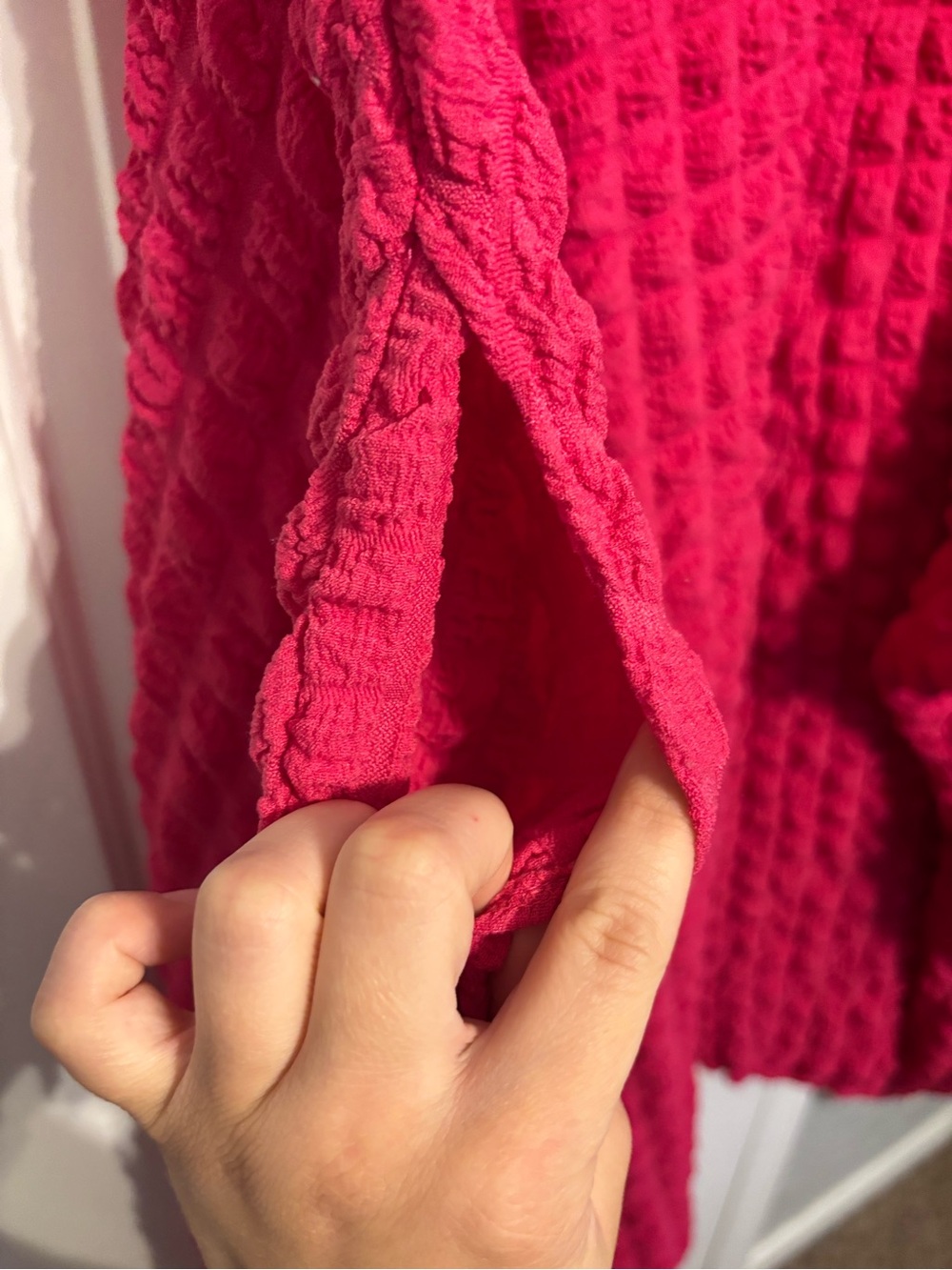 Women's Textured Maxi Dress in Hot Pink - Picture 3 of 5